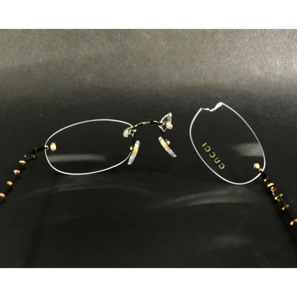 Gucci Eyeglasses Frames GG0857OJ 002 Brown Antique Gold Rimless 52-16-135